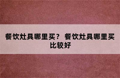 餐饮灶具哪里买？ 餐饮灶具哪里买比较好